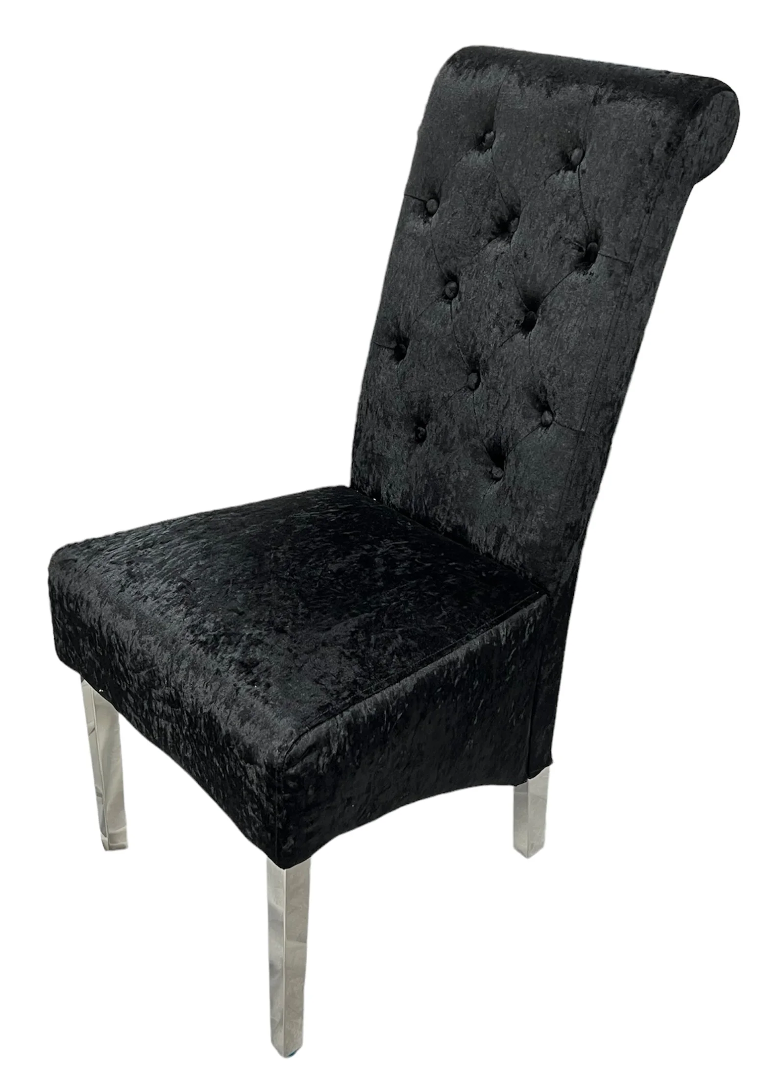 Lucy 01 Crushed Black Chair (Lion Knocker/Chrome Legs)