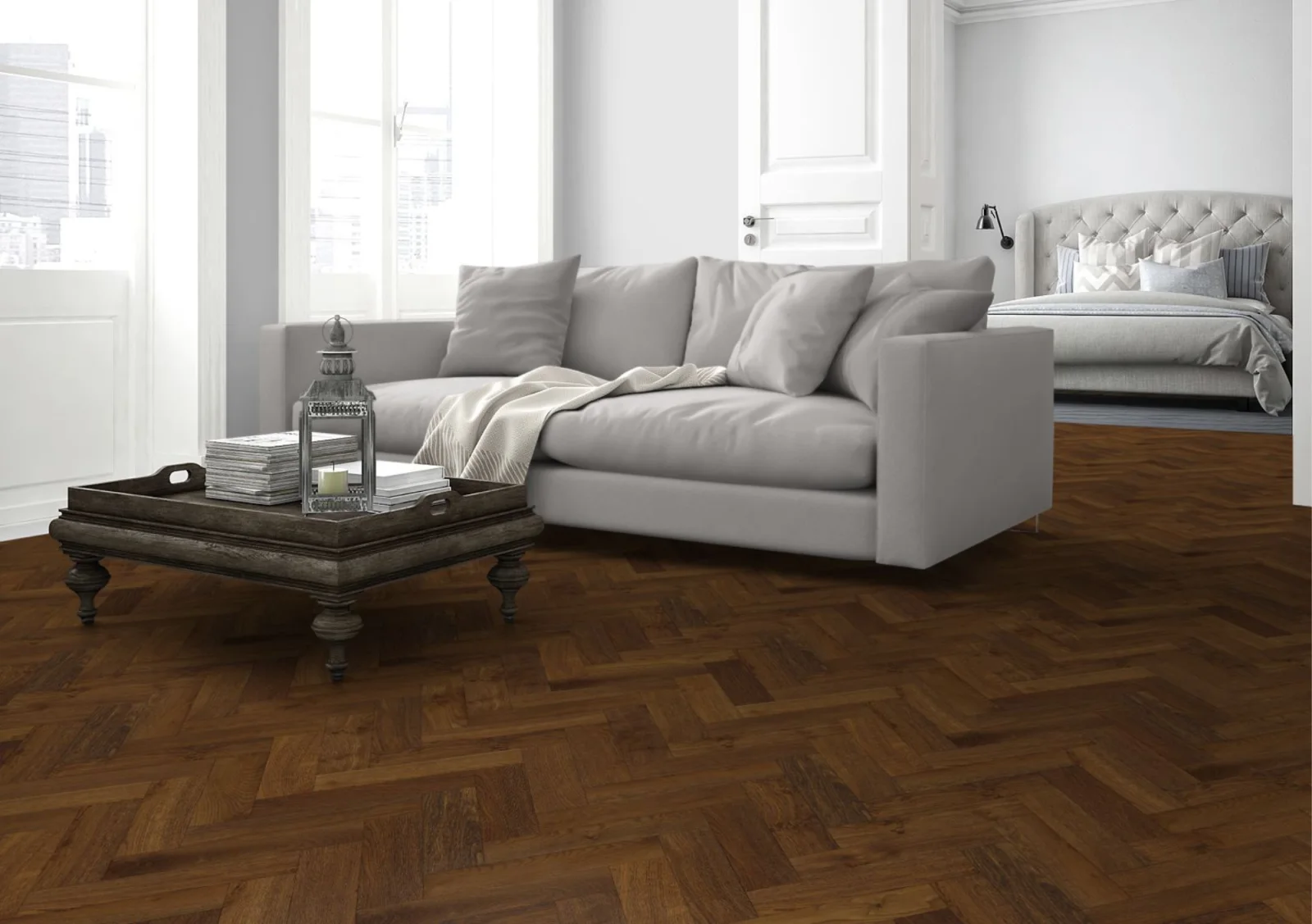 Lignum Strata Fifteen Double Smoked Oak Herringbone 90