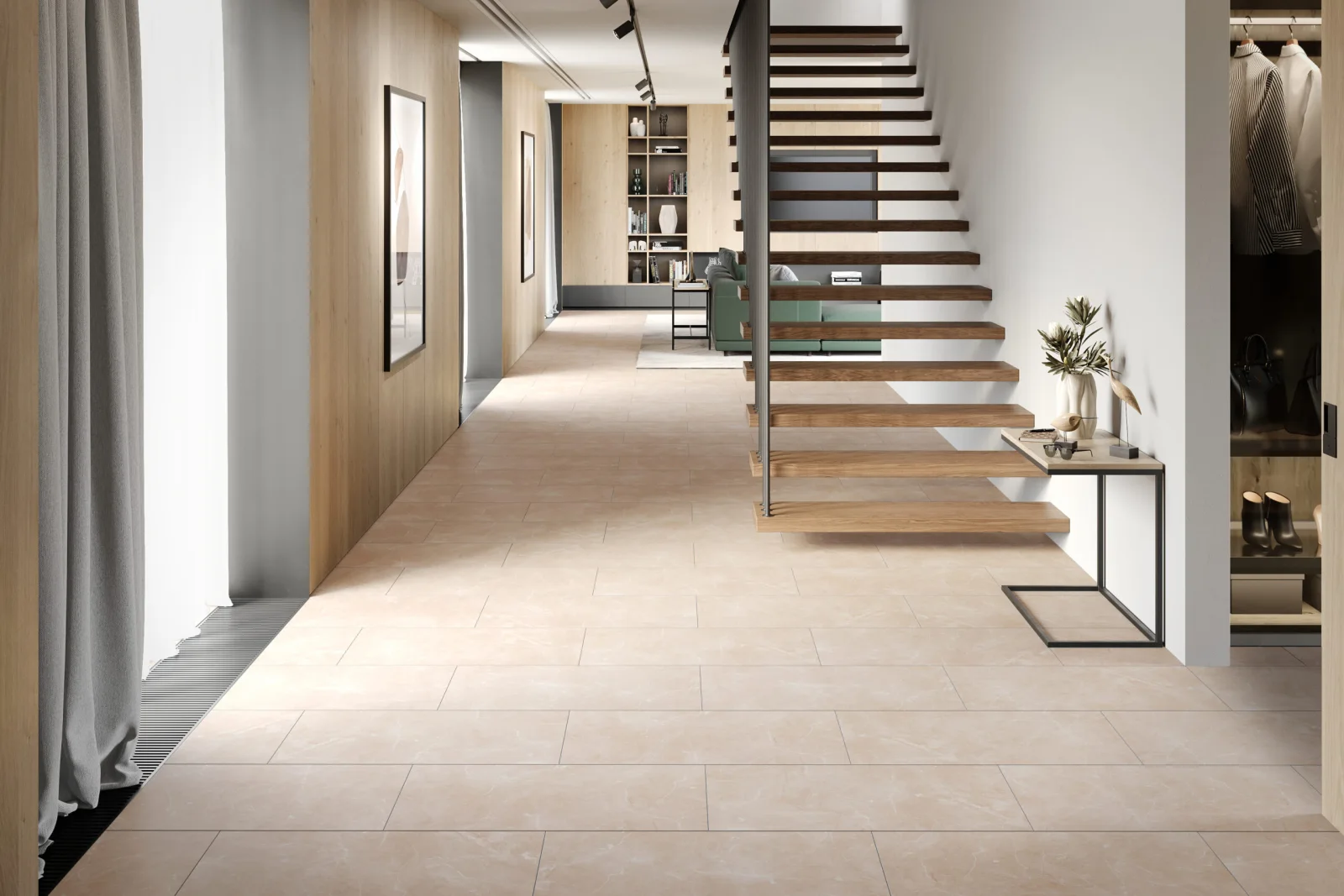 Falquon Stone Botticino Light Tile High Gloss - Laminate