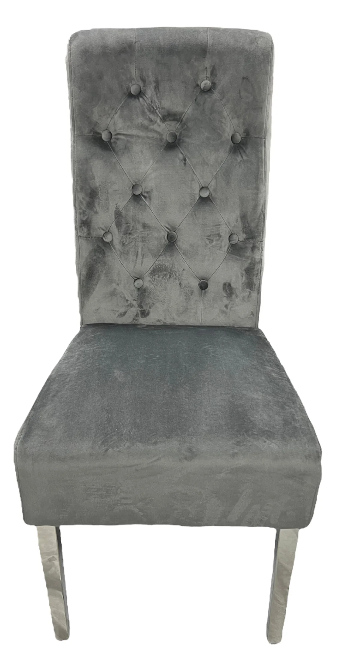 Lucy 01 Dark Grey Chair (Lion Knocker/Chrome Legs)