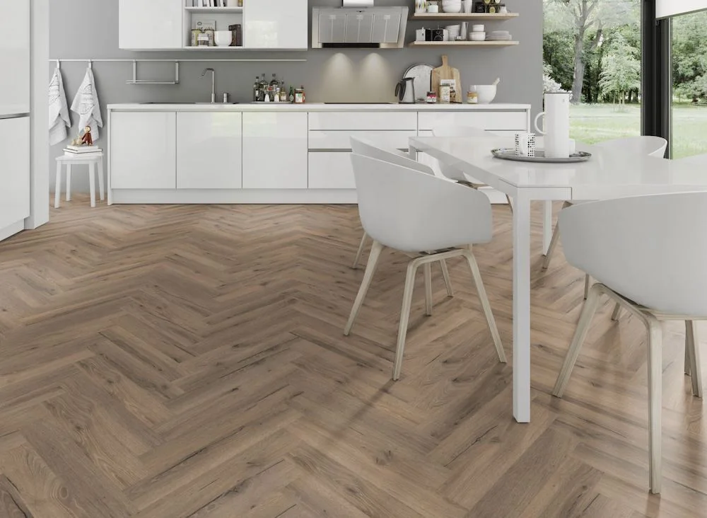 Lignum Core Mocha Oak Herringbone LVT Dryback