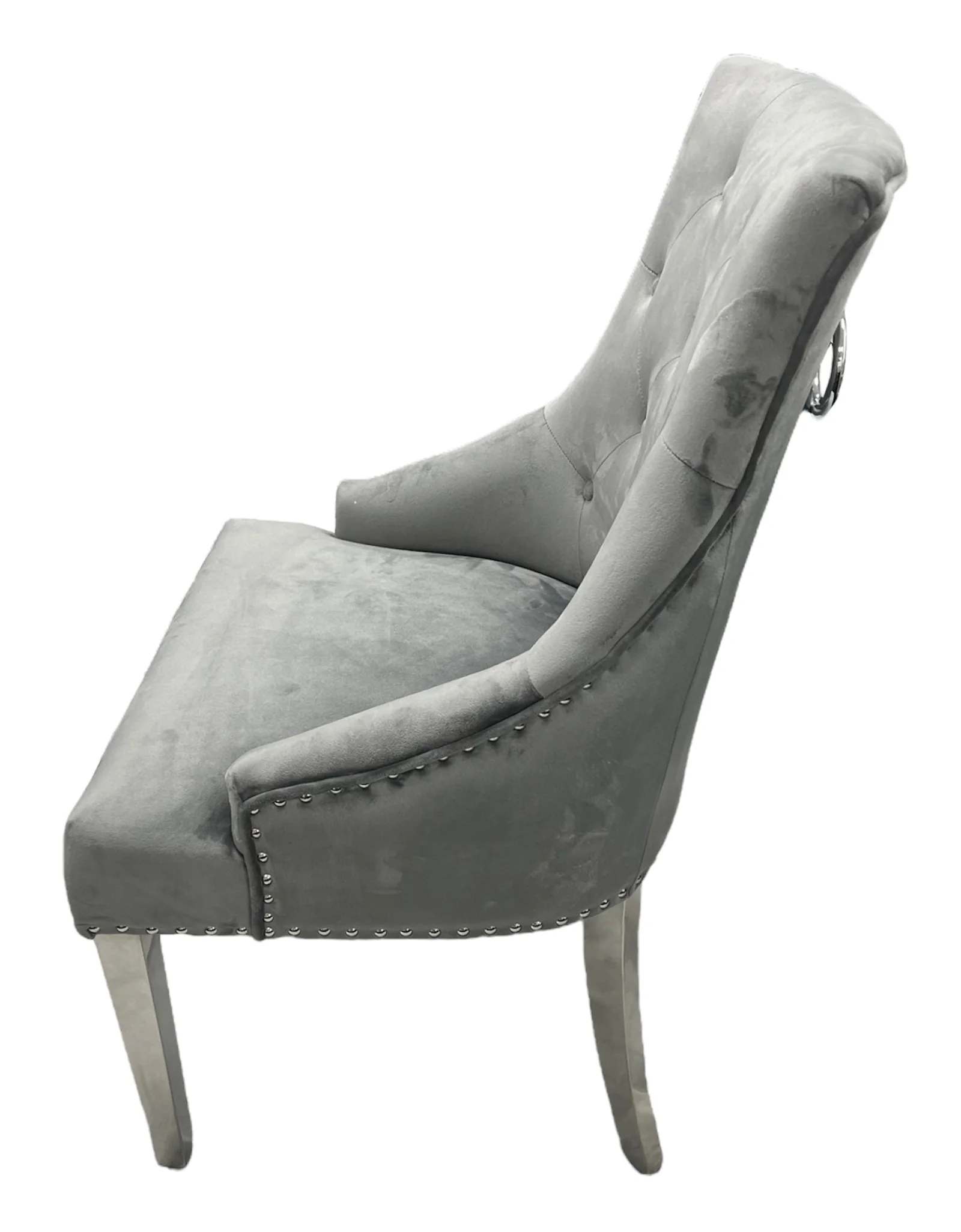 Jessica Dark Grey Chair (Ring Knocker/Chrome Legs)