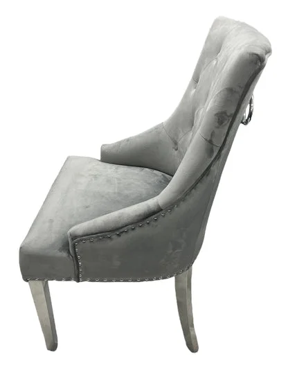 Jessica Dark Grey Chair (Ring Knocker/Chrome Legs)