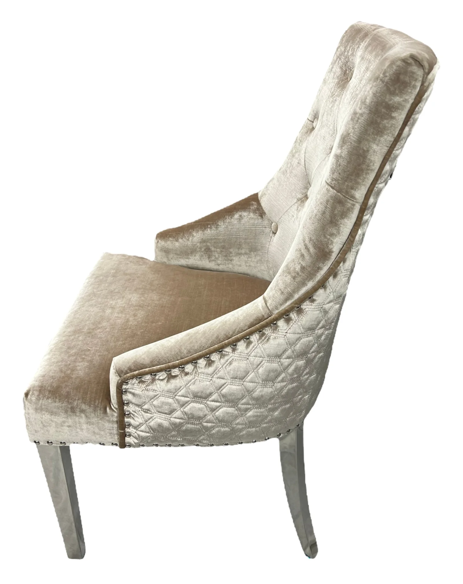 Roma Mink Chair (Lion Knocker/Chrome Legs)
