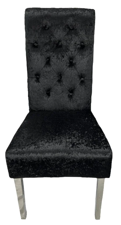 Lucy 01 Crushed Black Chair (Lion Knocker/Chrome Legs)