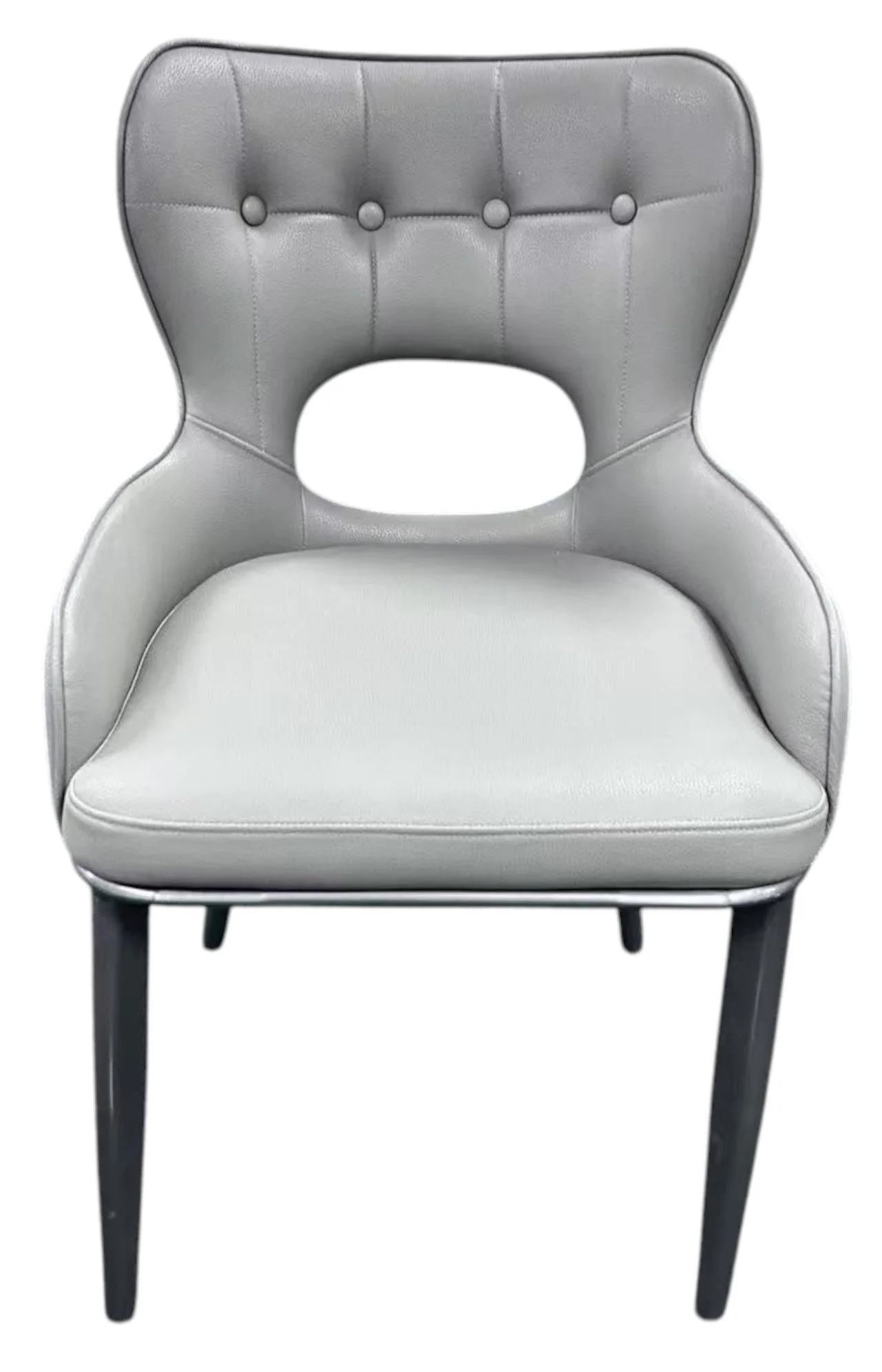 Marbella PU Light Grey Chair (Black Legs)
