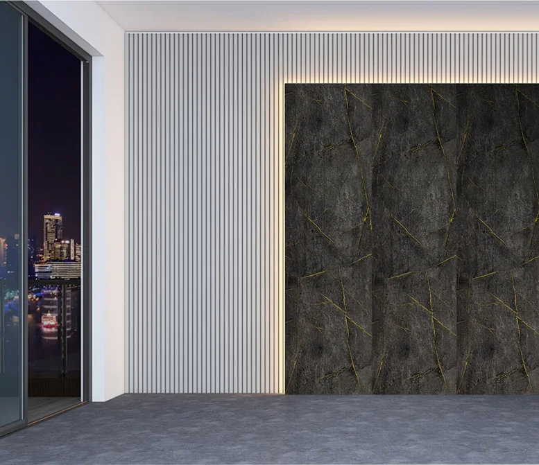 Wall Panel 07C - Gold and Black Marble - Wall Board - 240cm - (1 pack / 4pcs)
