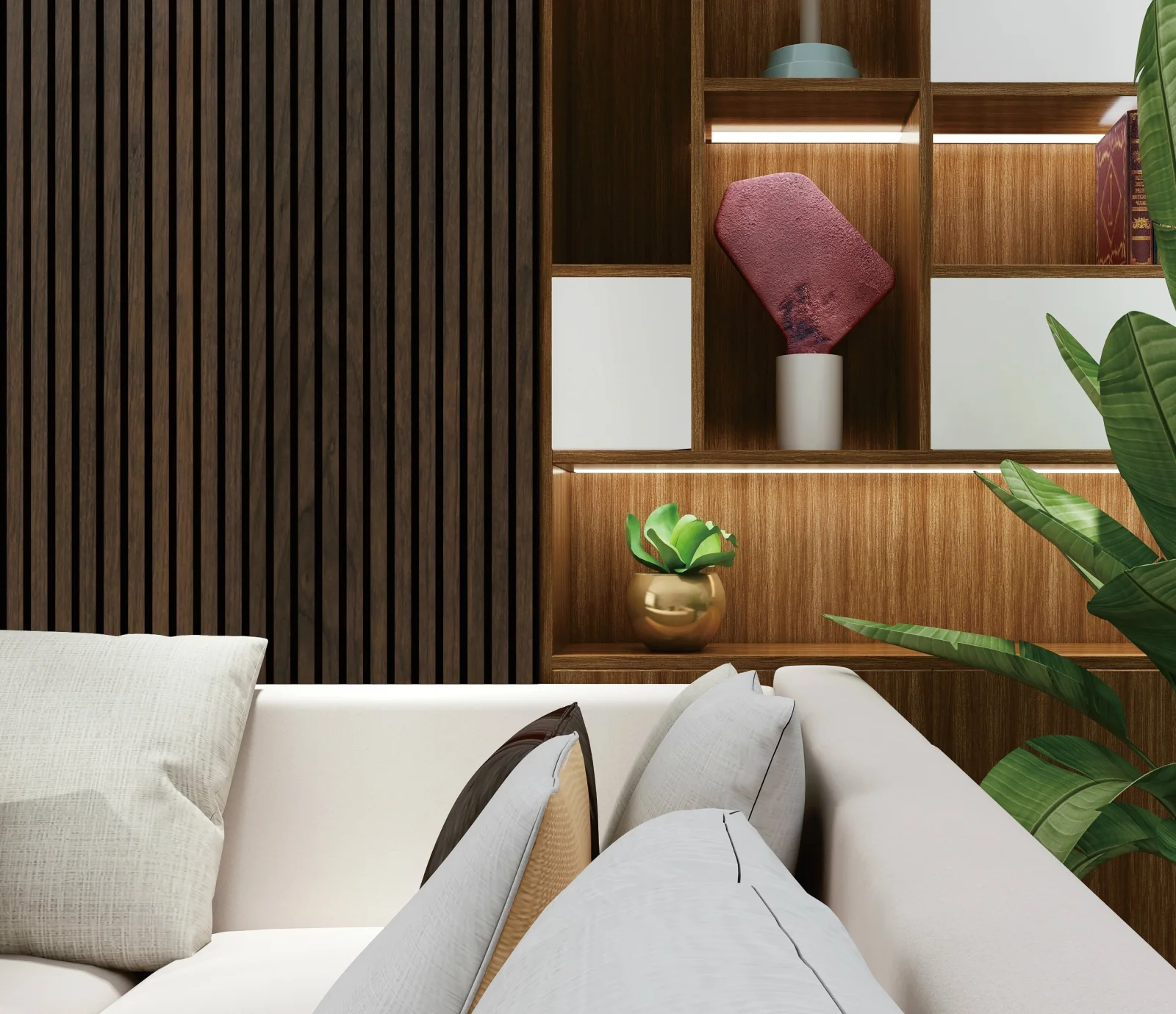Wall Panel 01T - Walnut - Acoustic - 240cm - (1 pack / 4pcs)