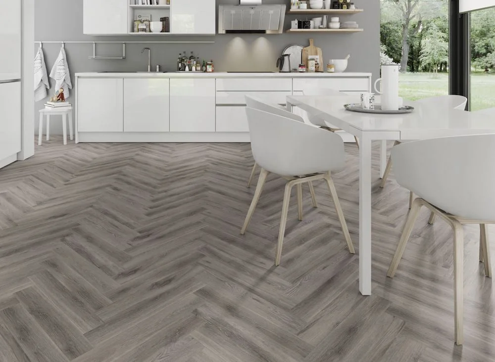 Lignum Core Rustic Grey Oak Herringbone LVT Dryback