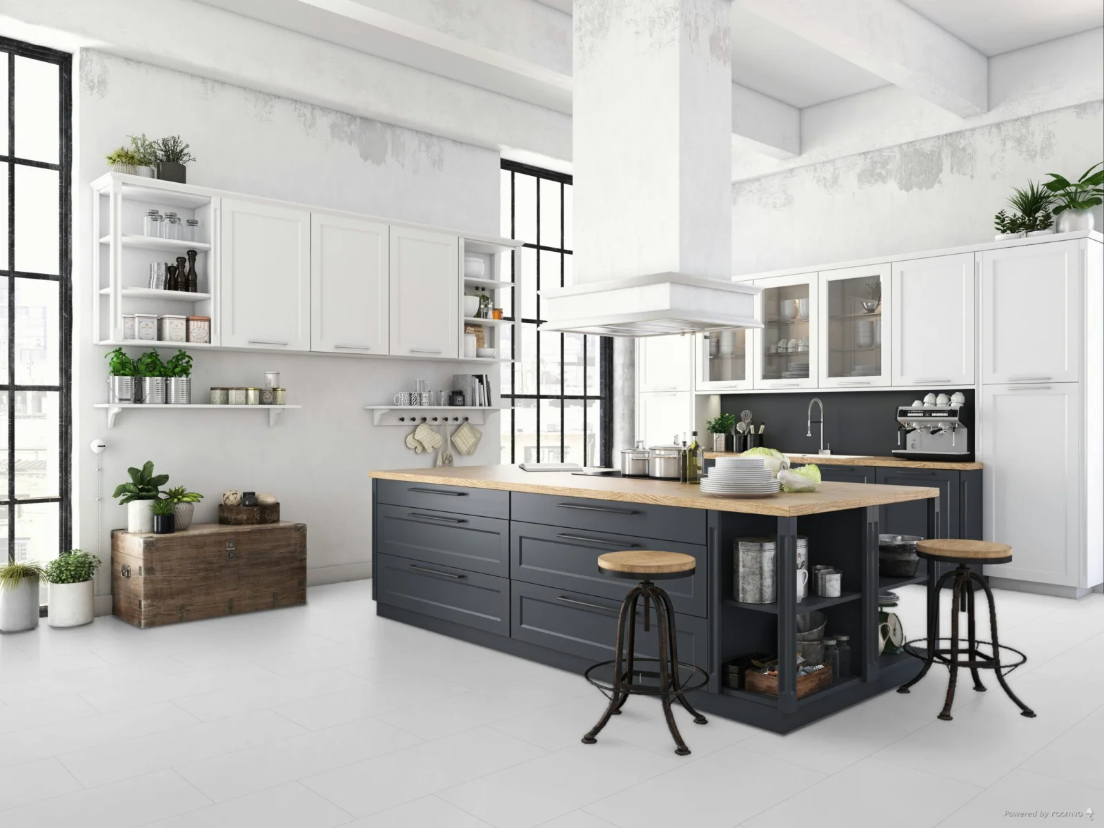 Falquon Stone White Tile High Gloss - Laminate Flooring