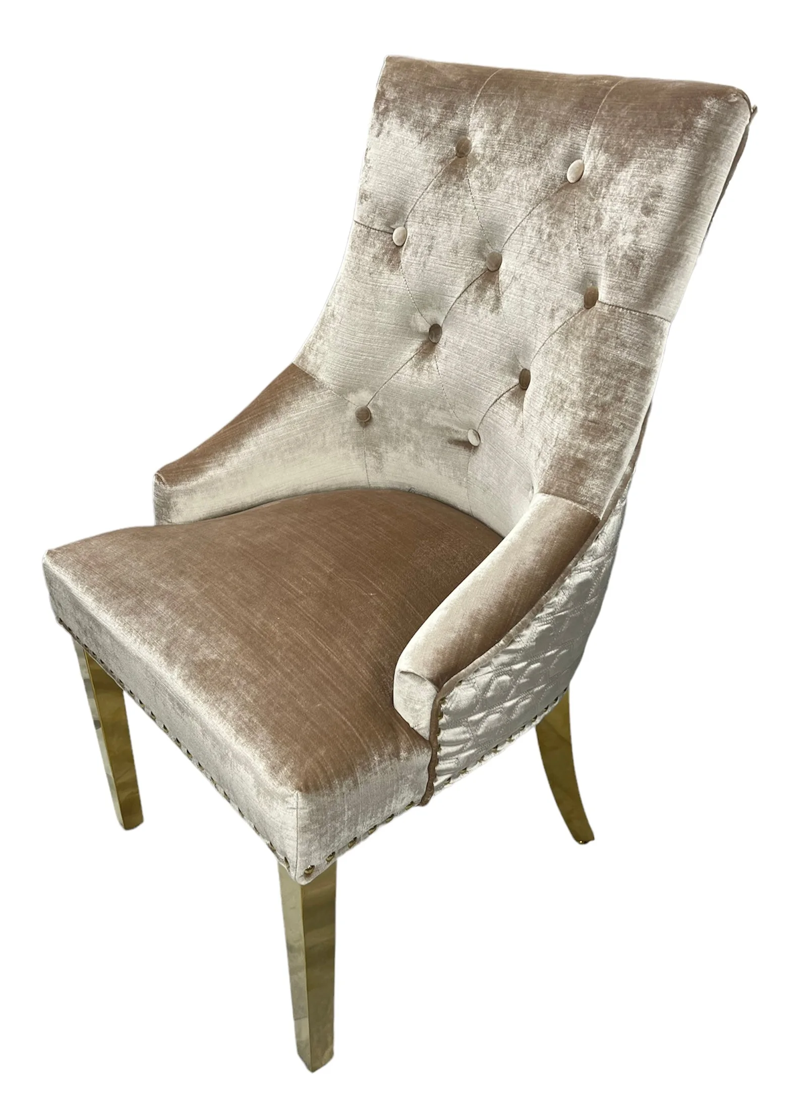 G-Roma Mink Chair (Lion Knocker/Gold Legs)