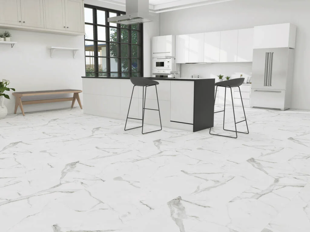 Carrara White Marble Matt LVT Dryback | Lignum Flooring