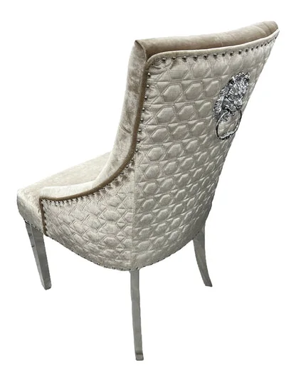 Roma Mink Chair (Lion Knocker/Chrome Legs)