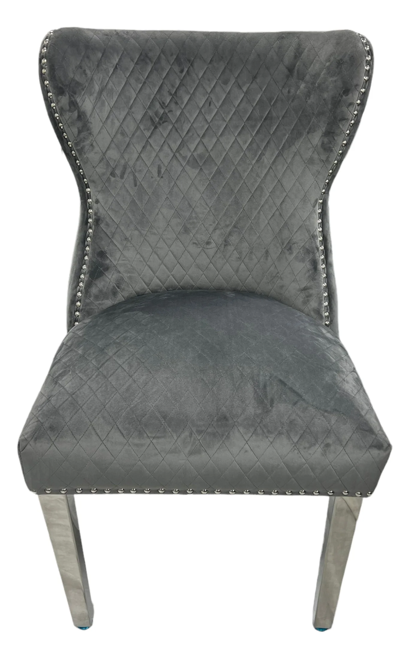 Lewis 01 Plush Dark Grey Chair (Lion Knocker/Chrome Legs)