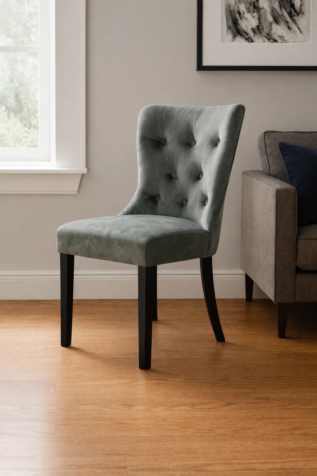 Bentley Dark Grey Chair (Black Legs)