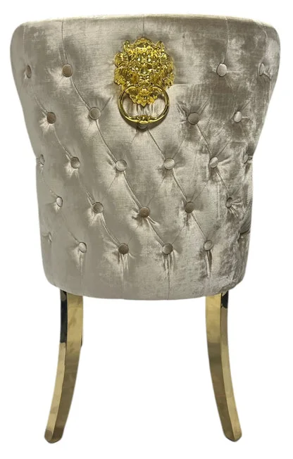 G-Lewis Mink Chair (Lion Knocker/Gold Legs)
