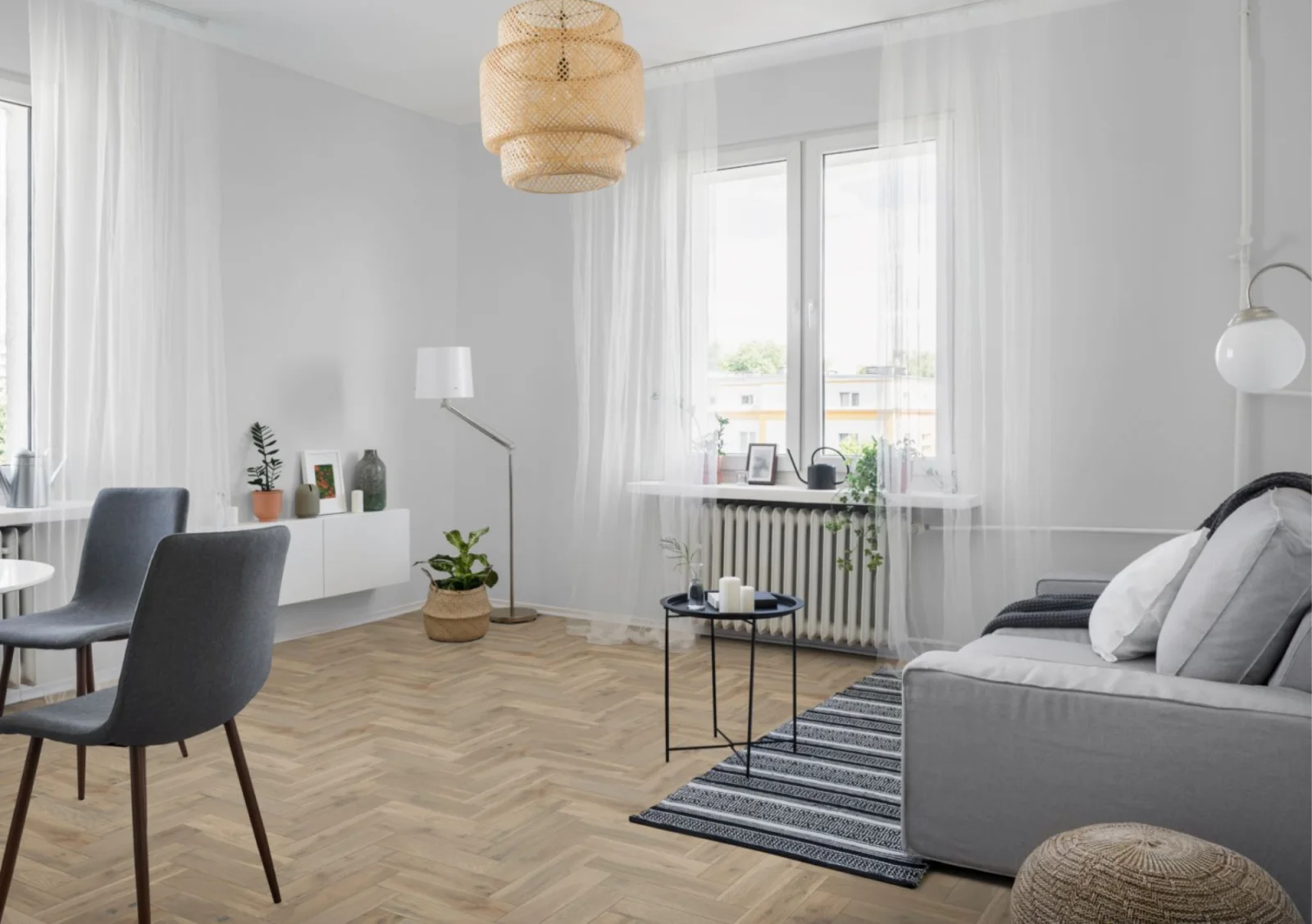 Lignum Strata Fifteen Pearl Grey Oak Herringbone 90