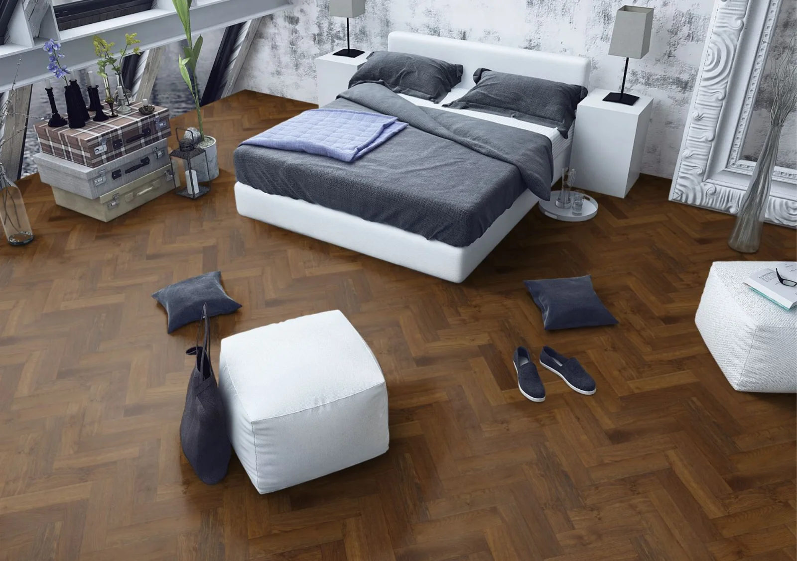 Lignum Strata Fifteen Double Smoked Oak Herringbone 90