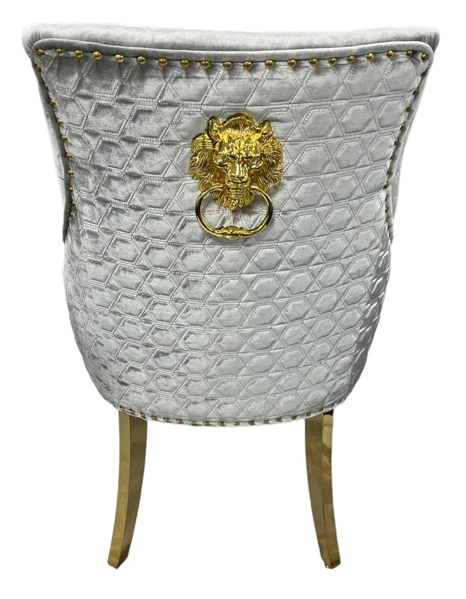 G-Roma Silver Grey Chair (Lion Knocker/Gold Legs)