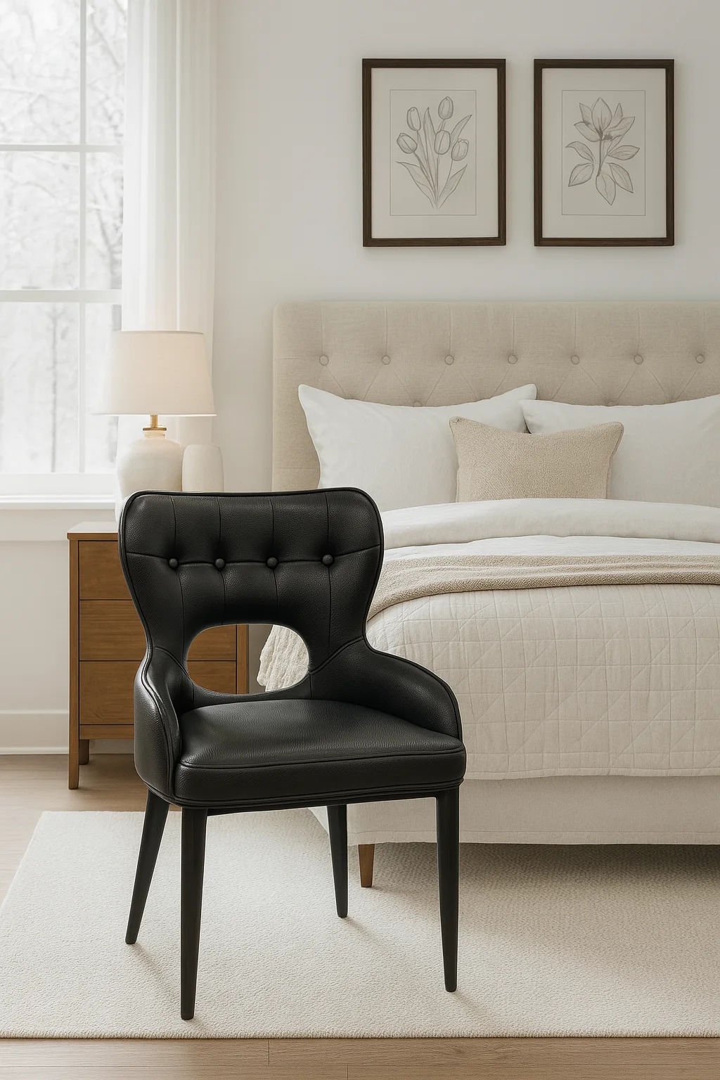 Marbella PU Black Chair (Black Legs)