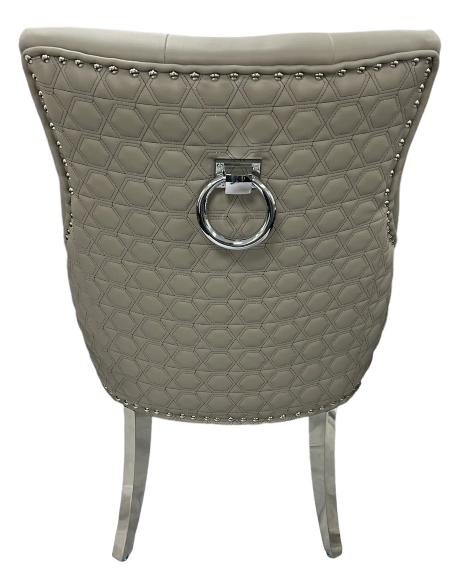 Roma PU Light Grey Chair (Ring Knocker/Chrome Legs)