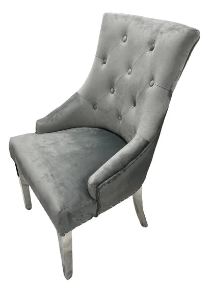 Jessica Dark Grey Chair (Ring Knocker/Chrome Legs)
