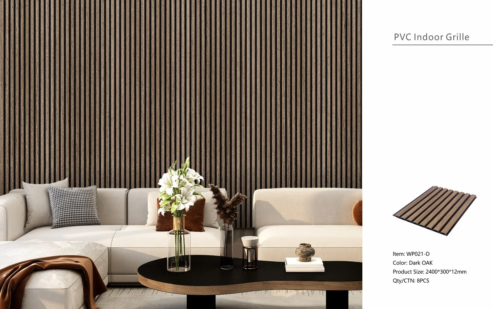 Wall Panel 21D - Dark Oak - Seamless - 240cm - (1 pack / 8pcs)