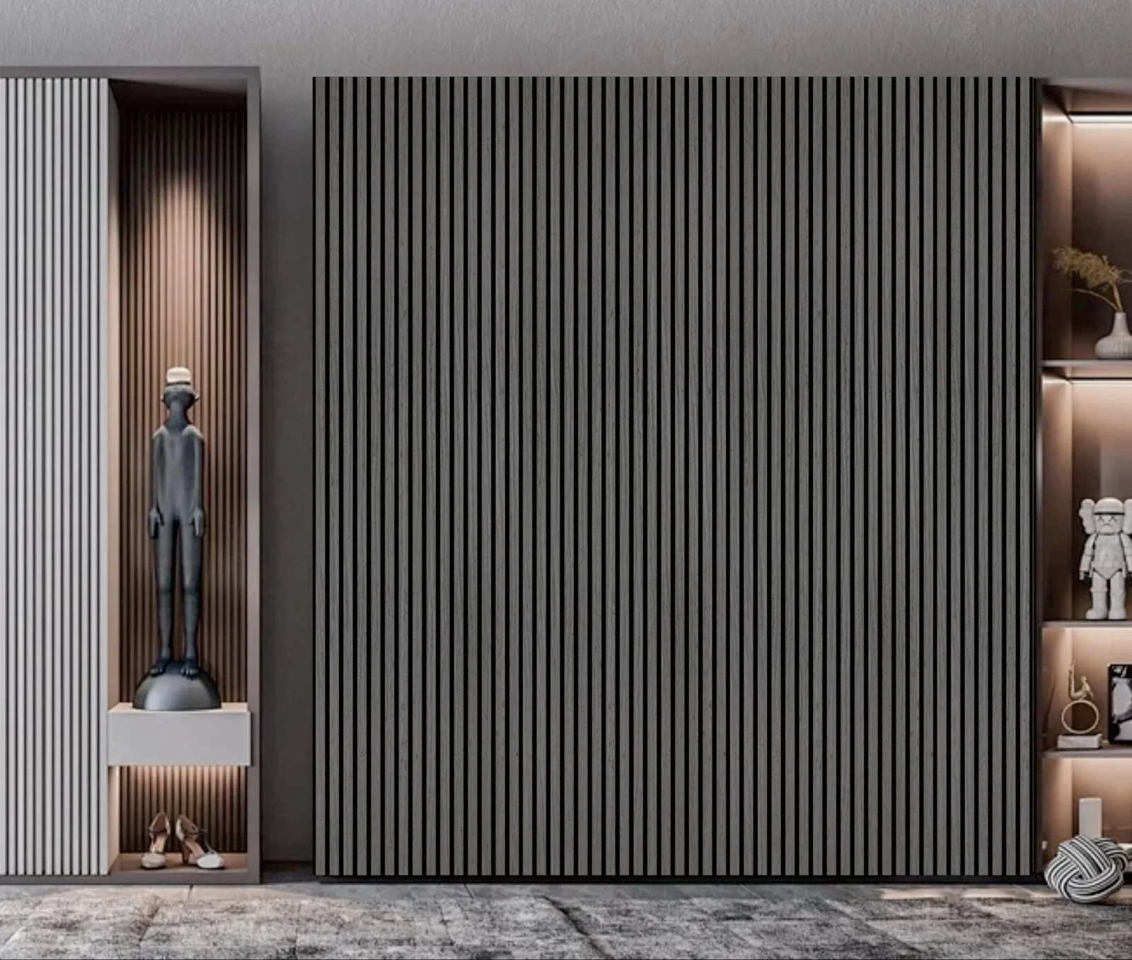 Wall Panel 01B - Light Grey - Acoustic - 240cm - (1 pack / 4pcs)