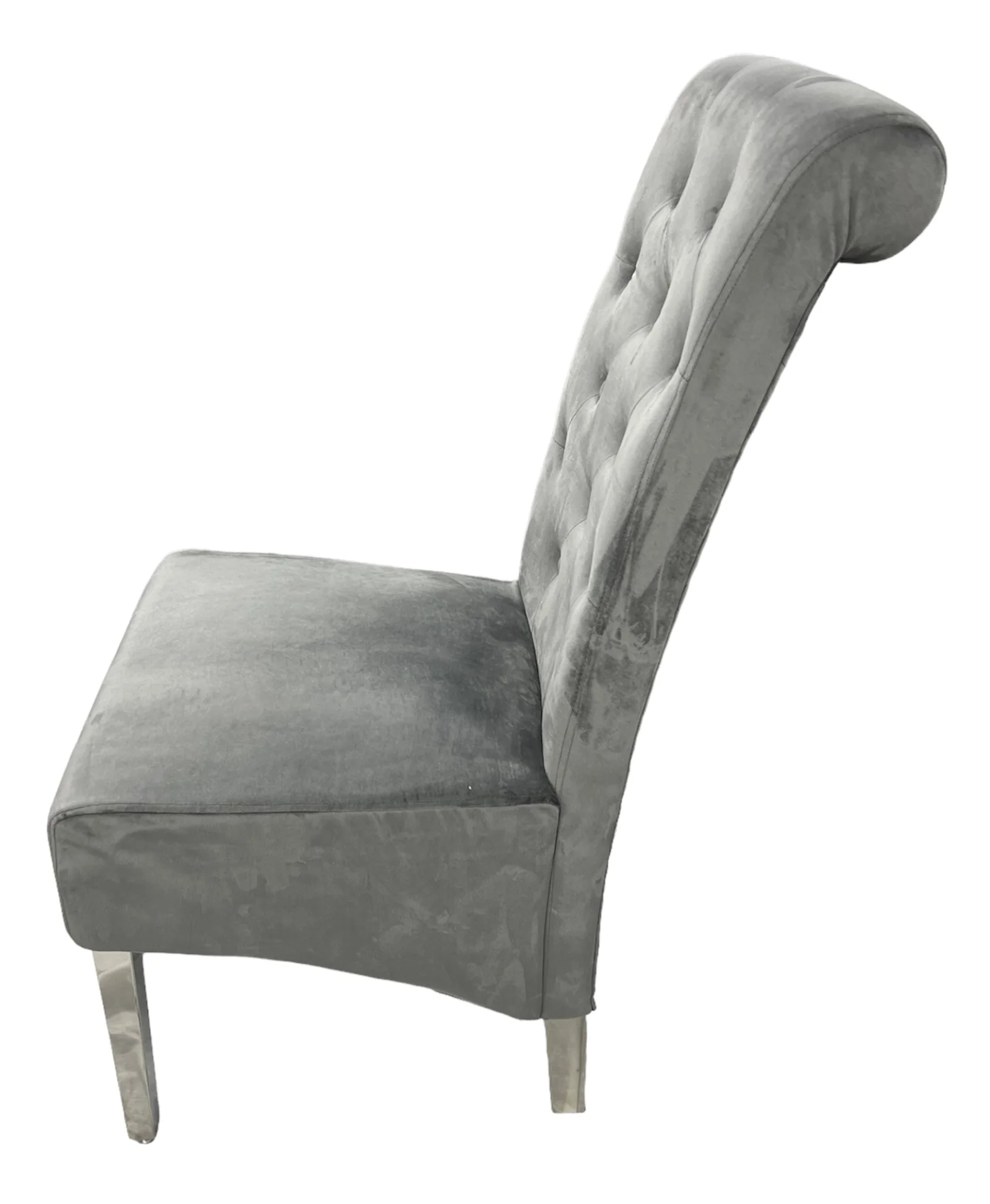 Lucy 01 Dark Grey Chair (Lion Knocker/Chrome Legs)