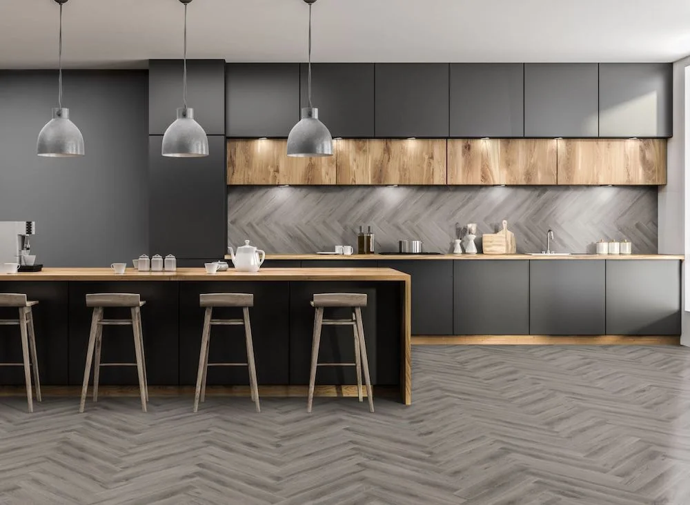 Lignum Core Rustic Grey Oak Herringbone LVT Dryback