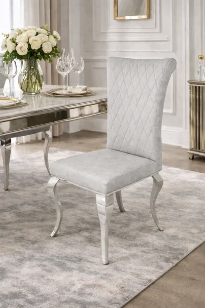 London PU Light Grey Chair (Chrome Legs)