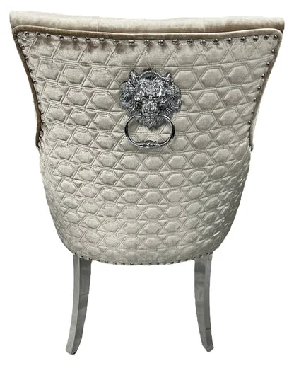 Roma Mink Chair (Lion Knocker/Chrome Legs)