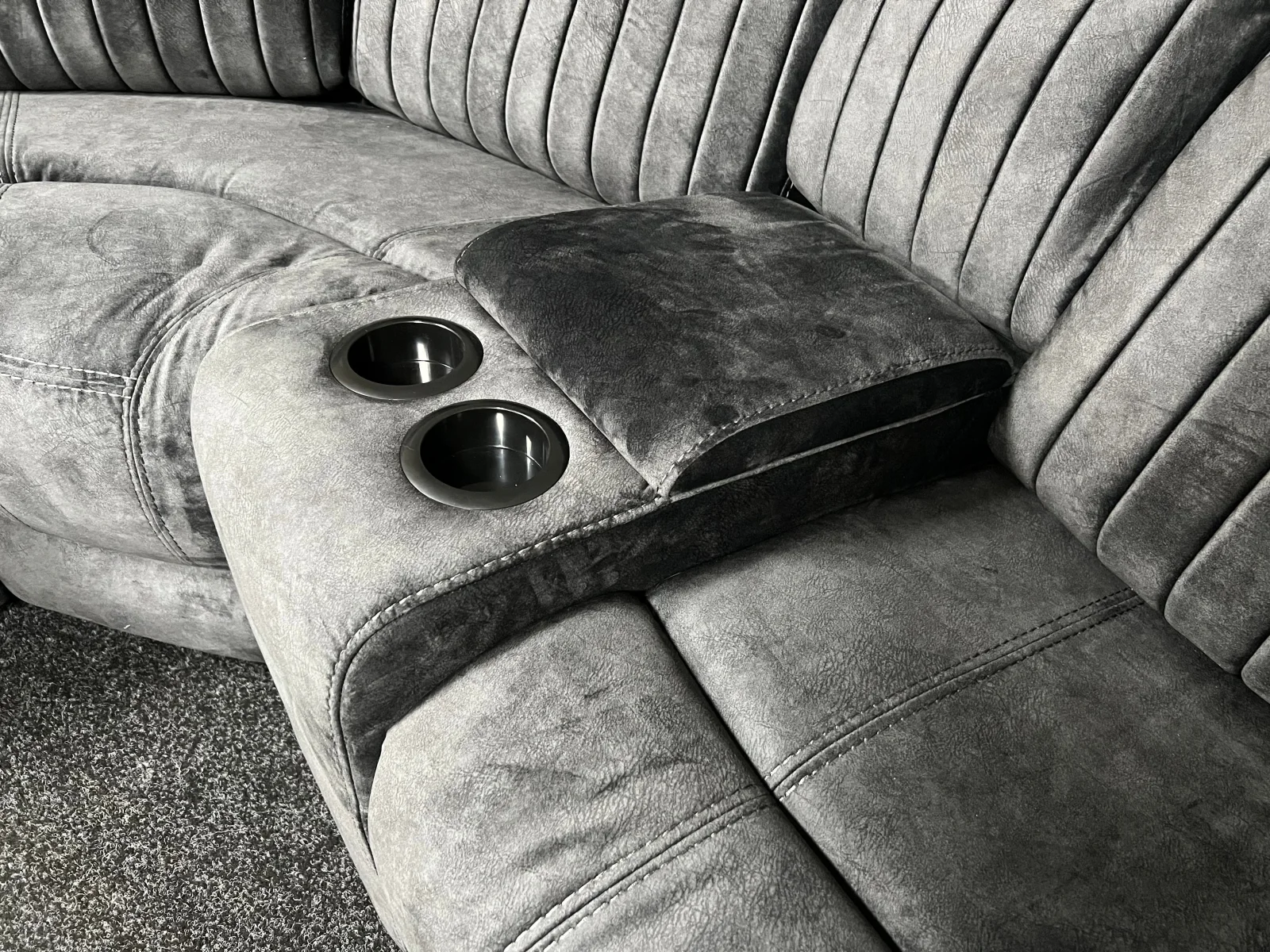 Rose Charcoal 2+1 E-Recliner Corner Sofa (Additional Consoles and Seats)