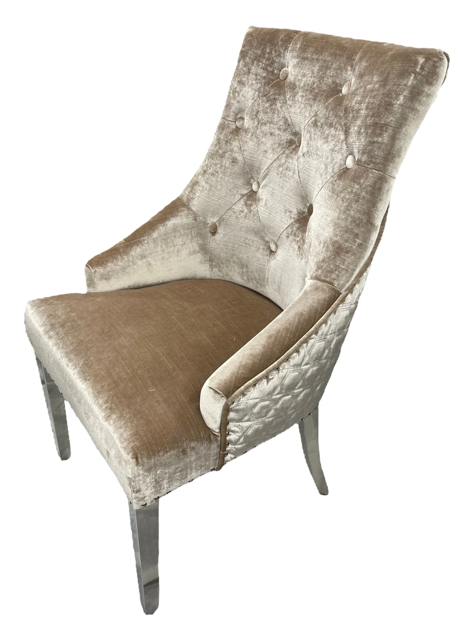 Roma Mink Chair (Lion Knocker/Chrome Legs)