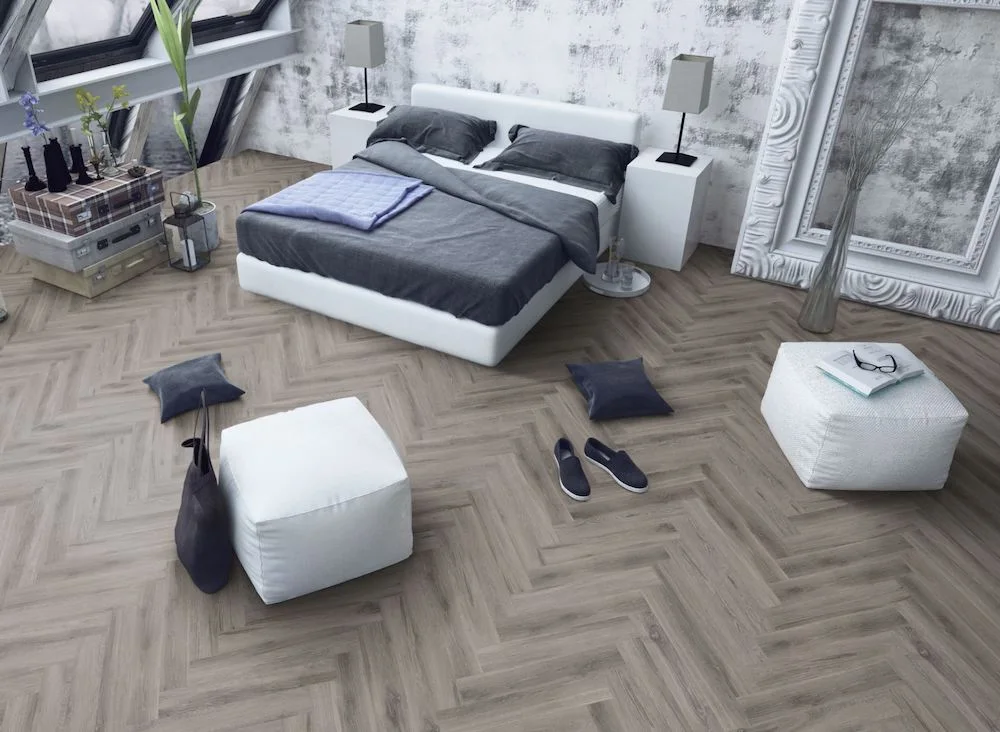 Lignum Core Rustic Grey Oak Herringbone LVT Dryback