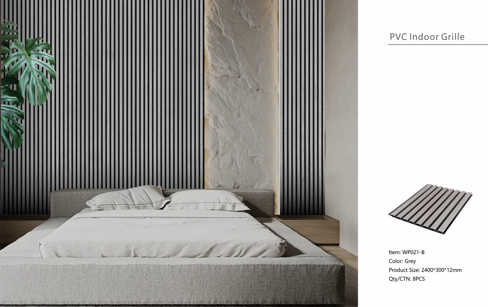 Wall Panel 21B - Grey - Seamless - 240cm - (1 pack / 8pcs)