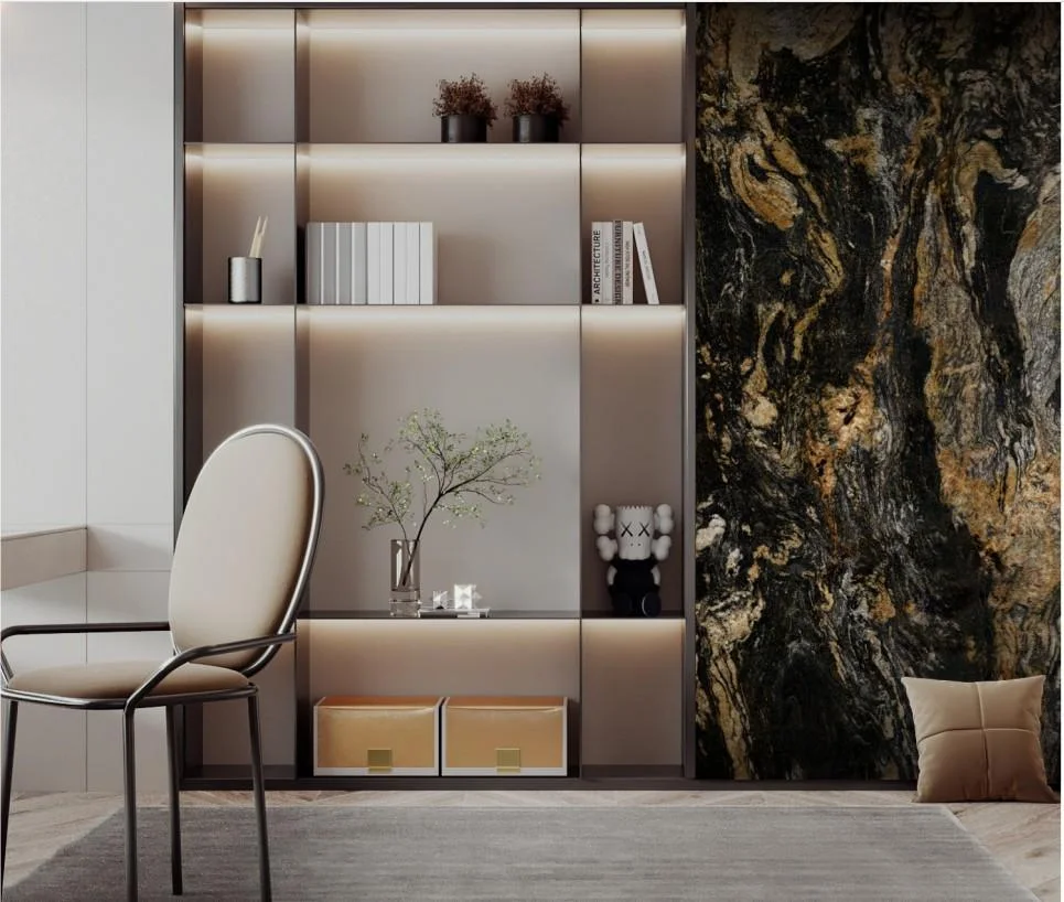 Wall Panel 011C - Gold and Black Marble - Wall Board - 240cm - (1 pack / 2pcs)