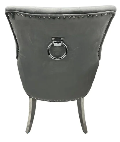 Jessica Dark Grey Chair (Ring Knocker/Chrome Legs)