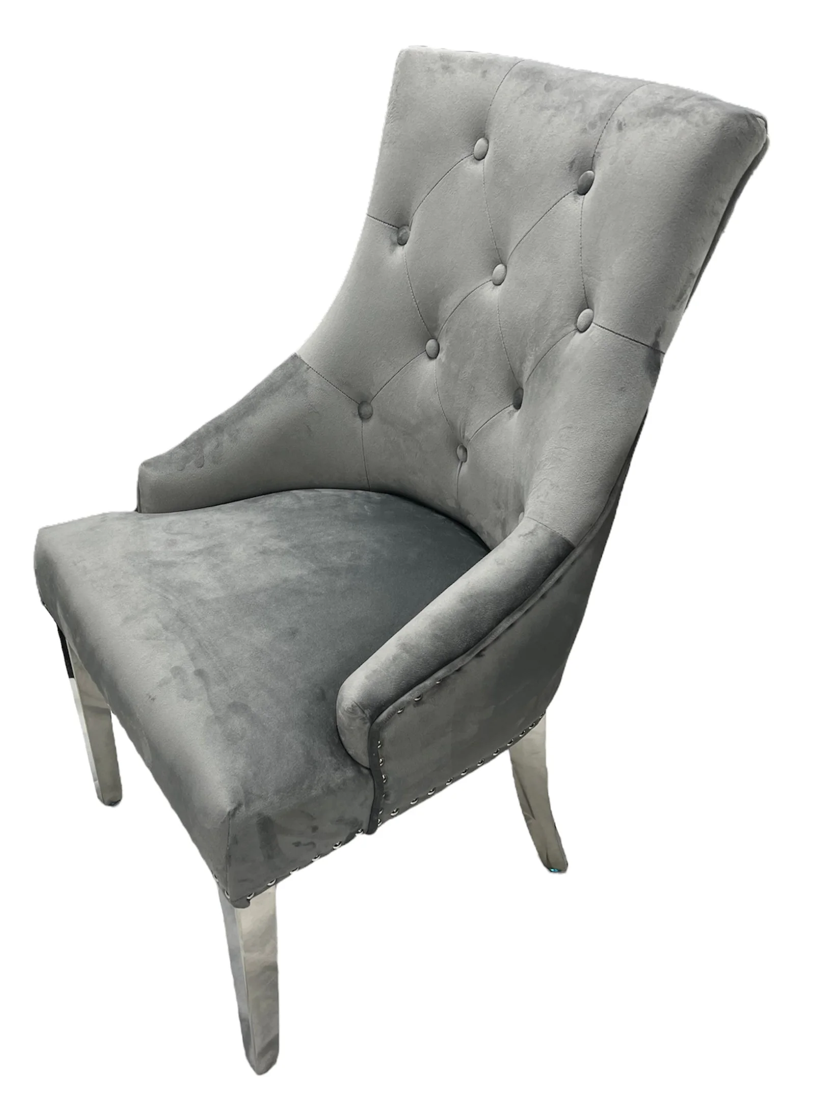 Jessica Dark Grey Chair (Ring Knocker/Chrome Legs)