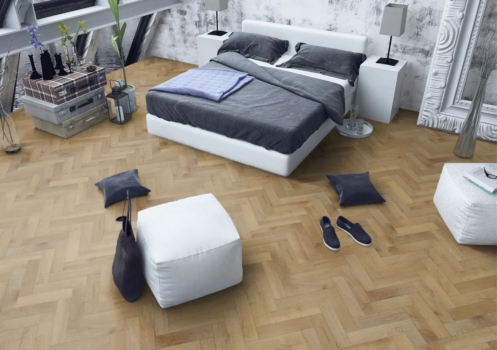 Lignum Strata Fifteen Orchid White Oak Herringbone 90