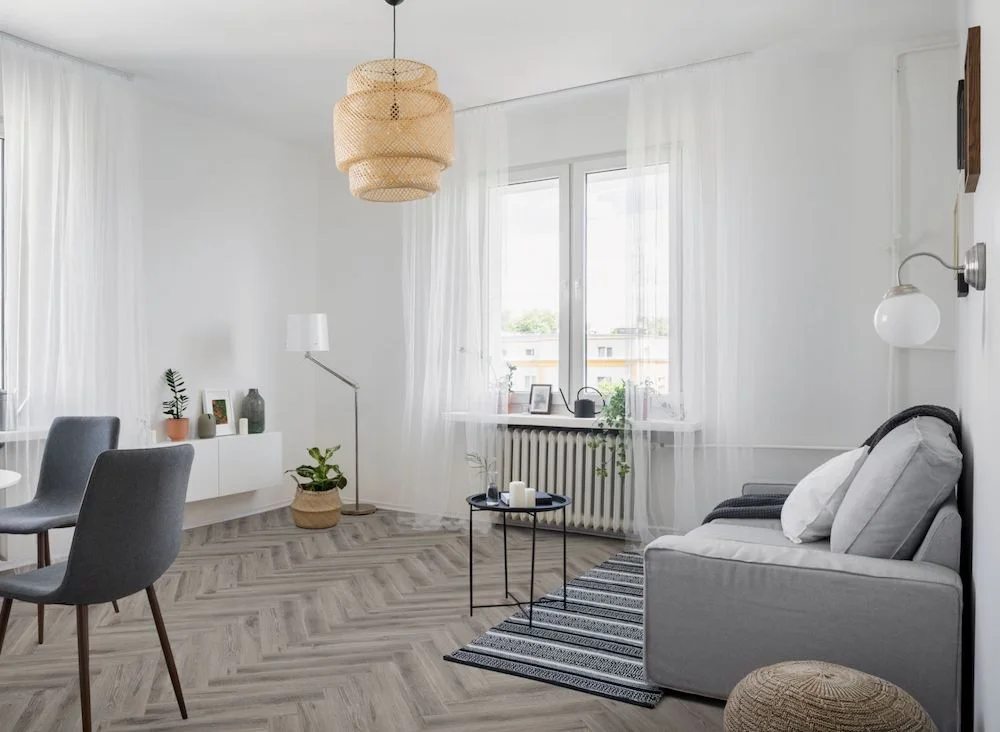 Lignum Core Rustic Grey Oak Herringbone LVT Dryback