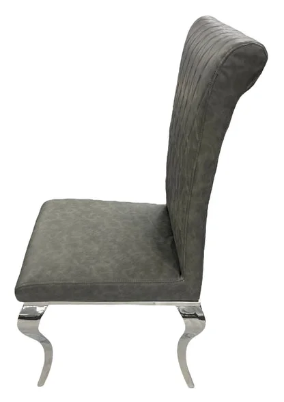 London PU Dark Grey Chair (Chrome Legs)