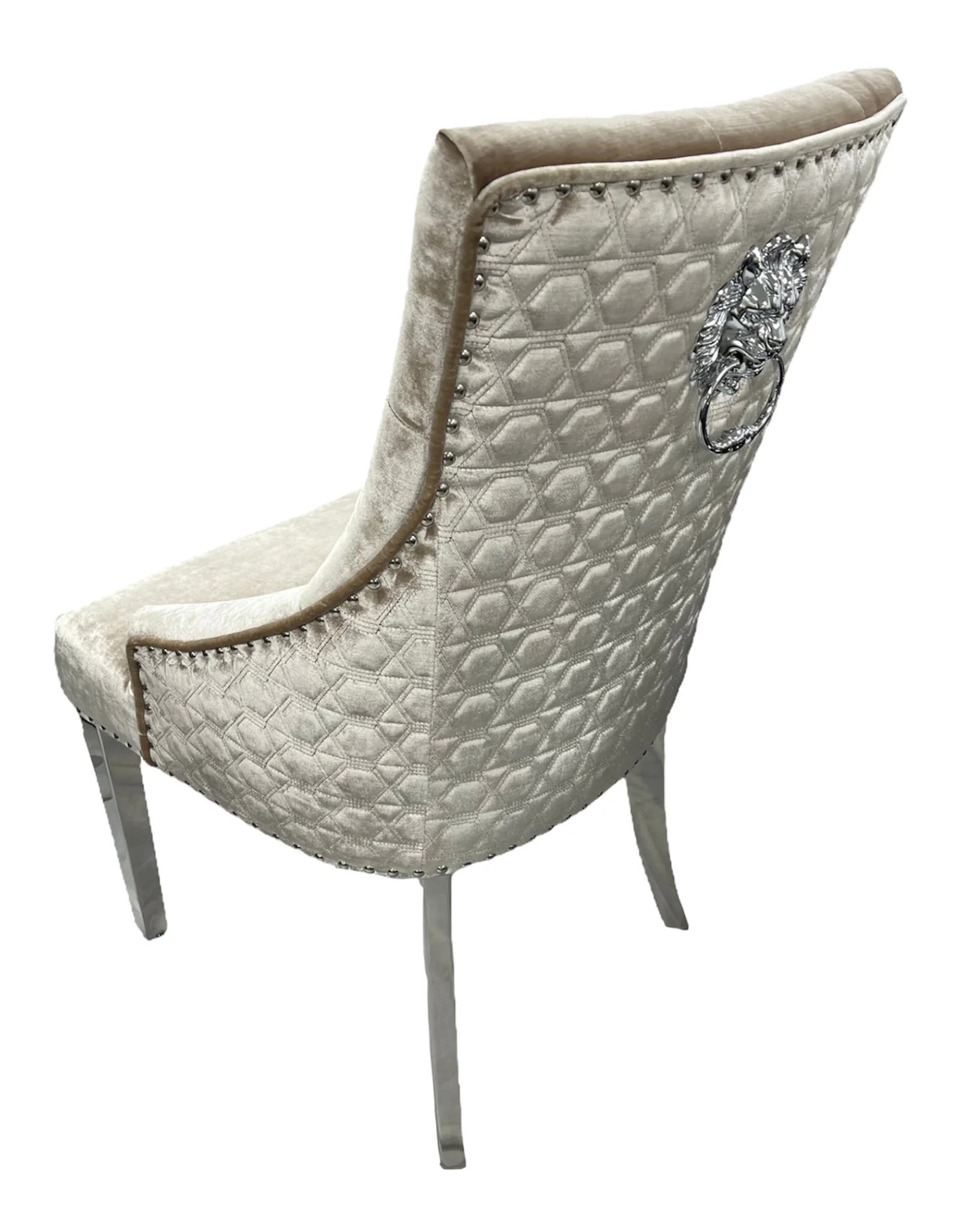 Roma Mink Chair (Lion Knocker/Chrome Legs)