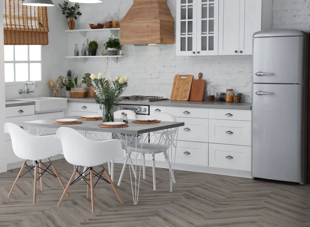 Lignum Core Rustic Grey Oak Herringbone LVT Dryback