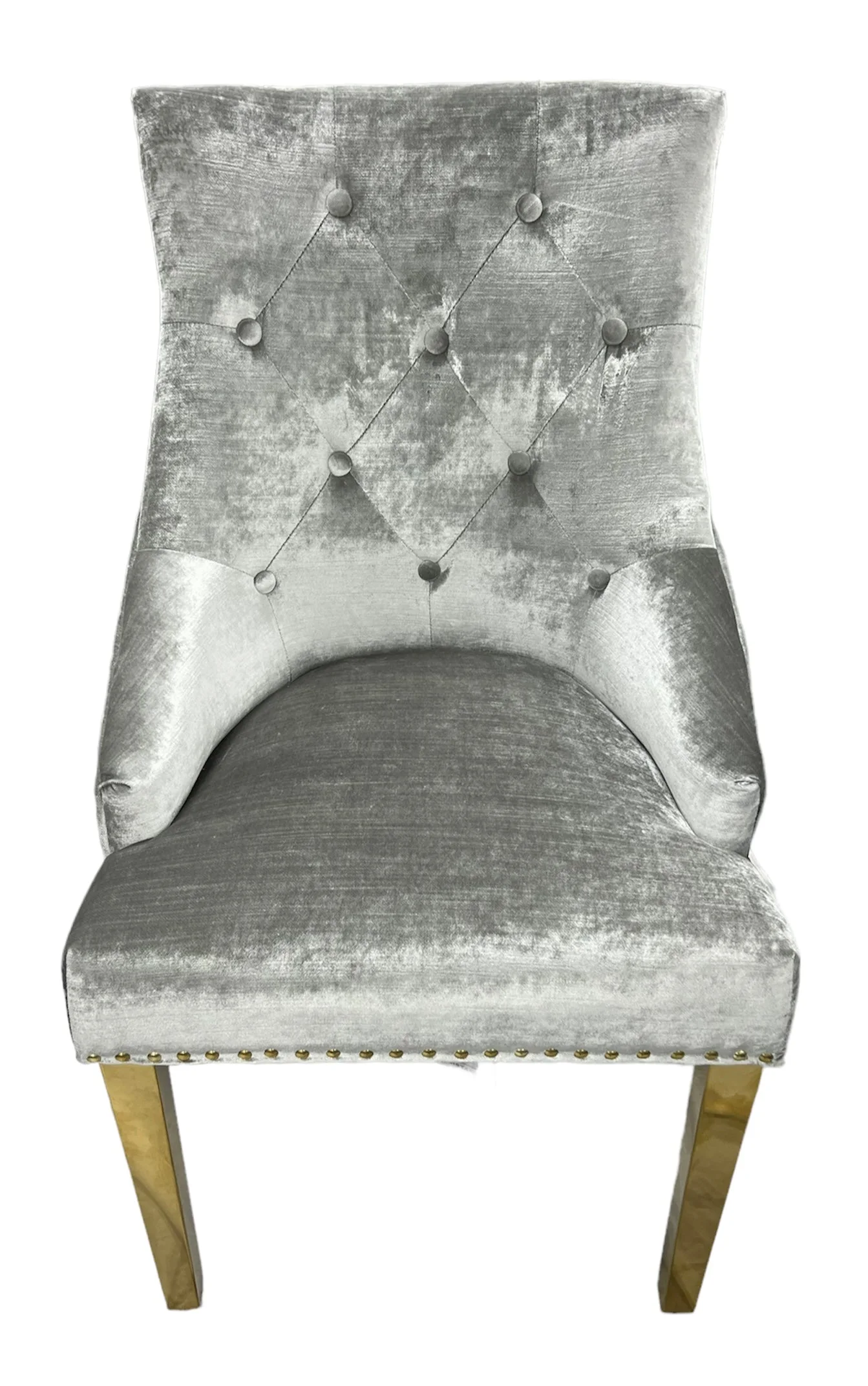 G-Roma Silver Grey Chair (Lion Knocker/Gold Legs)