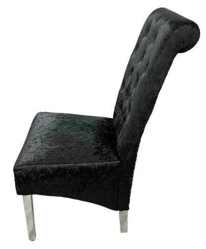 Lucy 01 Crushed Black Chair (Lion Knocker/Chrome Legs)