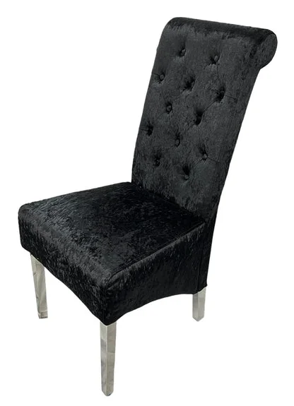 Lucy 01 Crushed Black Chair (Lion Knocker/Chrome Legs)