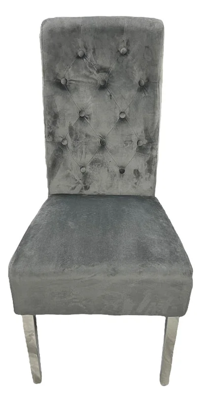 Lucy 01 Dark Grey Chair (Lion Knocker/Chrome Legs)