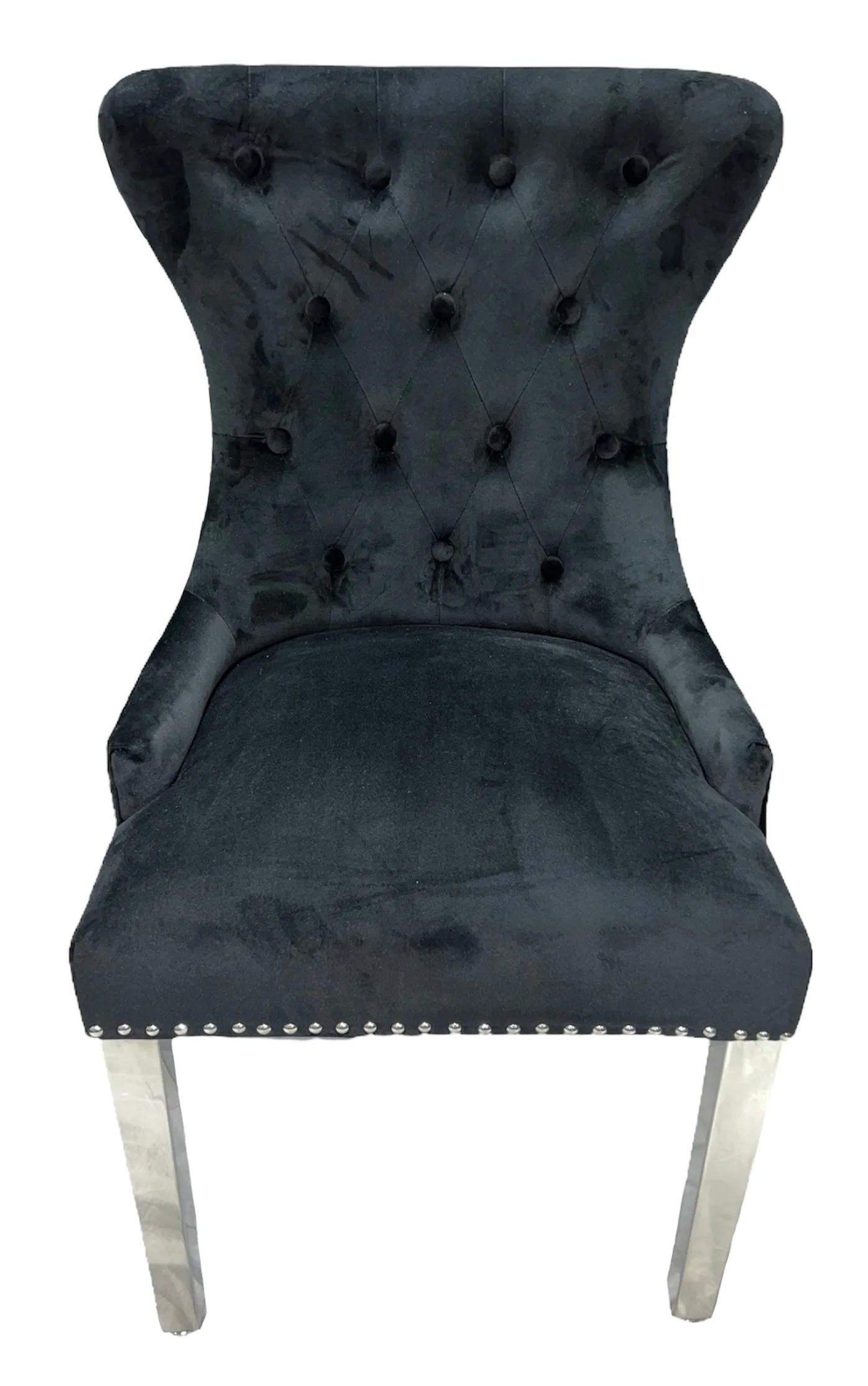 Chelsea Black Chair (Ring Knocker/Chrome Legs)