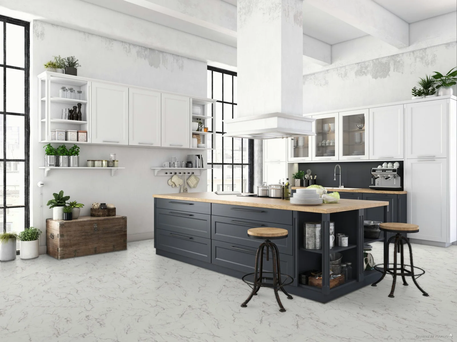 Falquon Stone Carrara Marble Tile High Gloss - Laminate